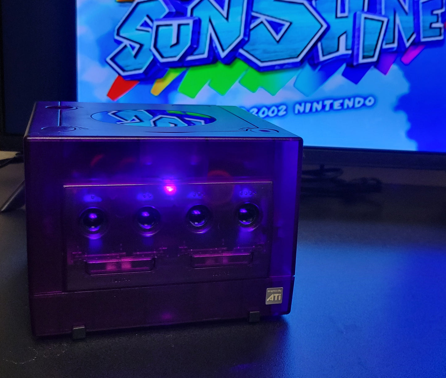 Picoloader GameCube (Transparent Purple Shell DOL-001) With Purple LED