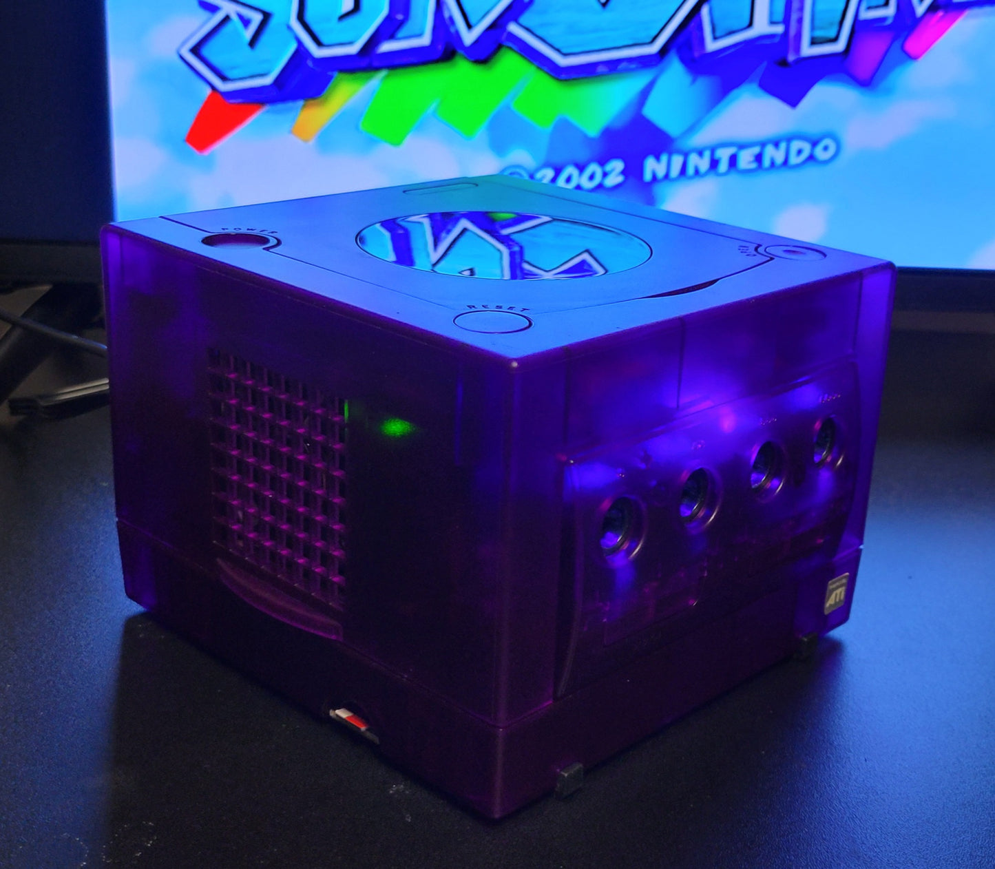 Picoloader GameCube (Transparent Purple Shell DOL-001) With Purple LED