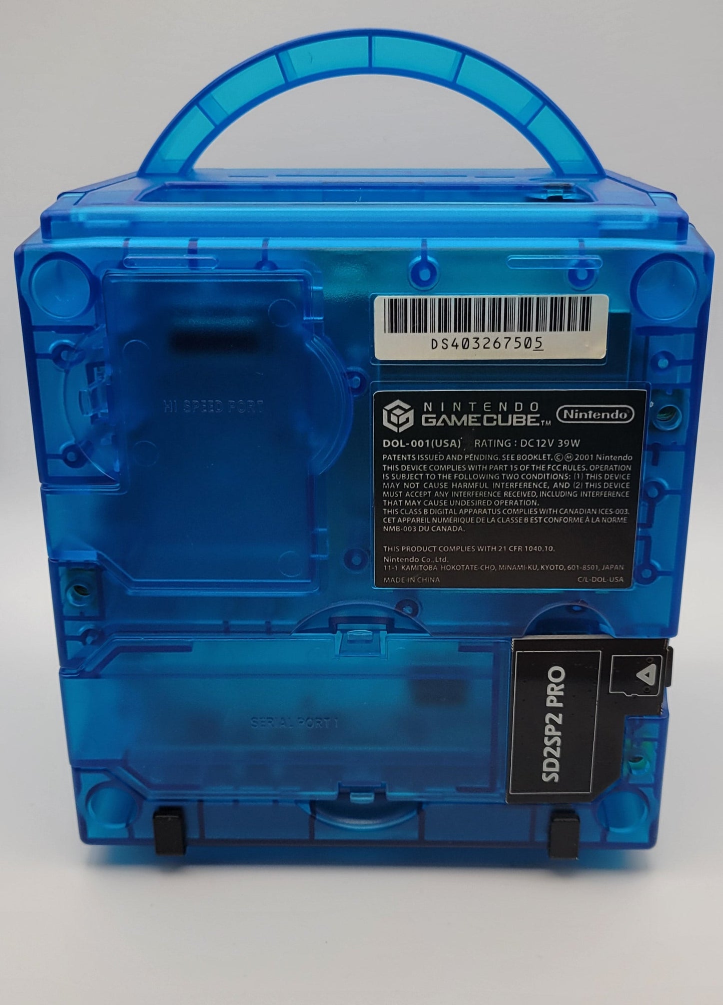 Picoloader GameCube (Transparent Blue Sky Shell DOL-001) With Blue LED
